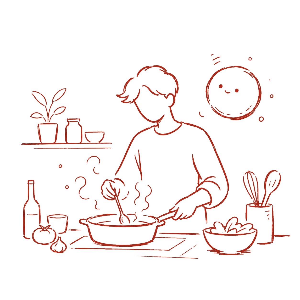 Person cooking confidently guided by NZO