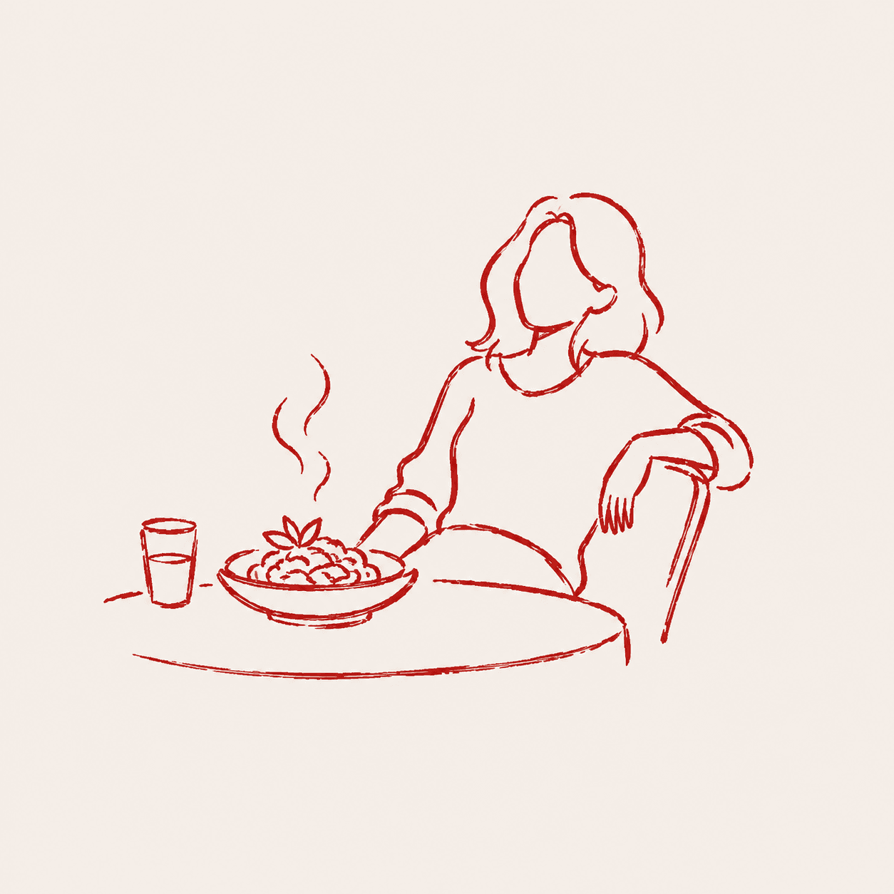 Enjoying a meal at the table